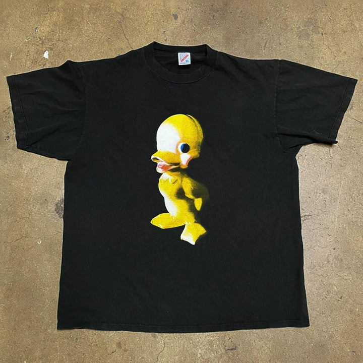 Vintage Cartoon Duck Print Short Sleeve T-Shirt