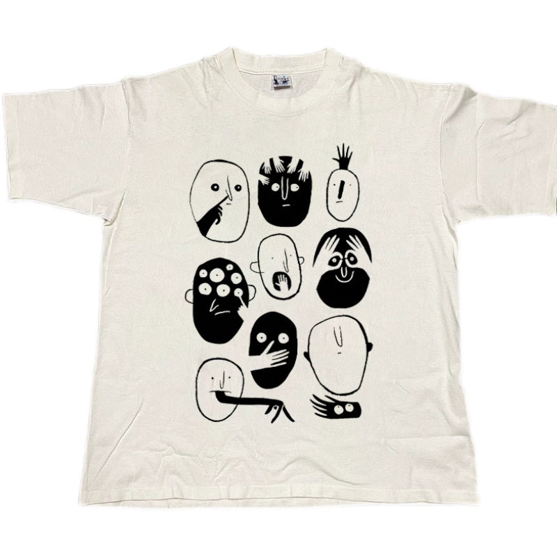 Black & White Quirky Expression Graphic T-Shirt