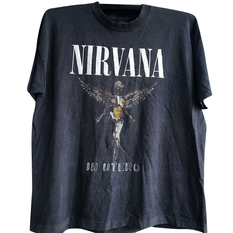 Nirvana Retro Angel Rock Graphic T-Shirt