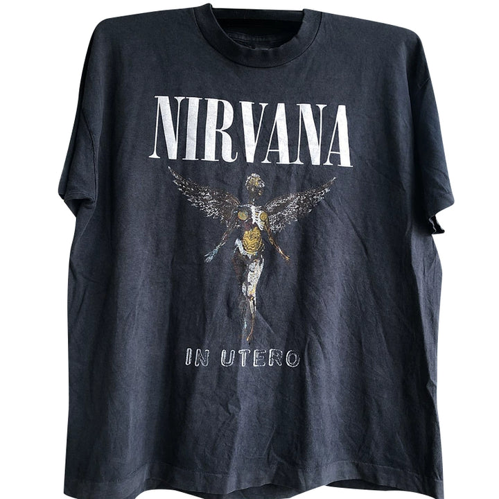 Nirvana Retro Angel Rock Graphic T-Shirt