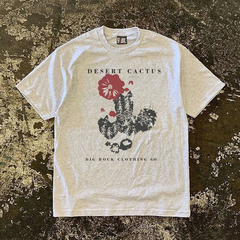 Desert Cactus Flower Graphic Short Sleeve T-Shirt