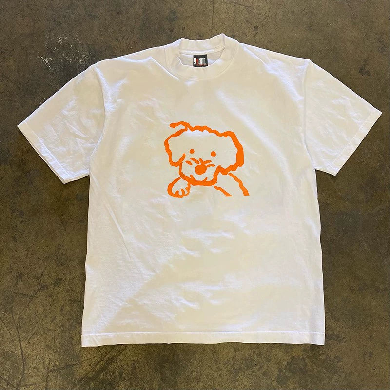 Graffiti-Inspired Puppy T-Shirt with Hong Kong Flair