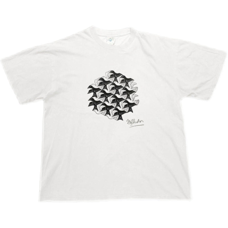 Vintage-Inspired Pigeon Graphic White T-Shirt