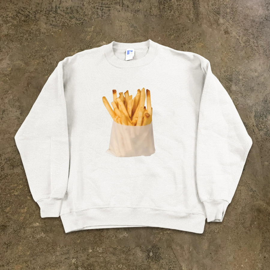 Chic Realistic French Fry Print Crewneck Sweatshirt