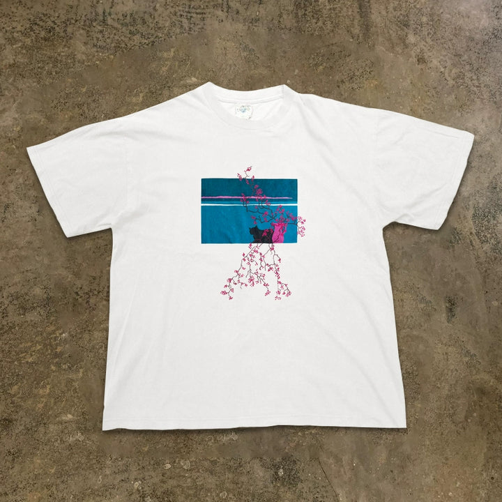 Cherry Blossom Illustration Oversized Cotton T-Shirt