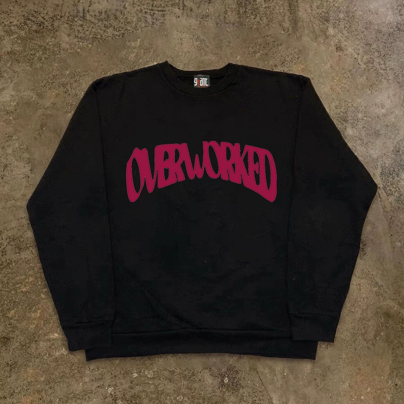 Vintage Hip Hop Letter Crewneck Sweatshirt