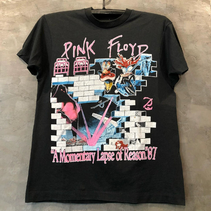 Pink Floyd Pink Floyd Rock Band Fan Wall Flying Pig Graffiti Short Sleeve Men's and Women's Loose T-Shirt Trend