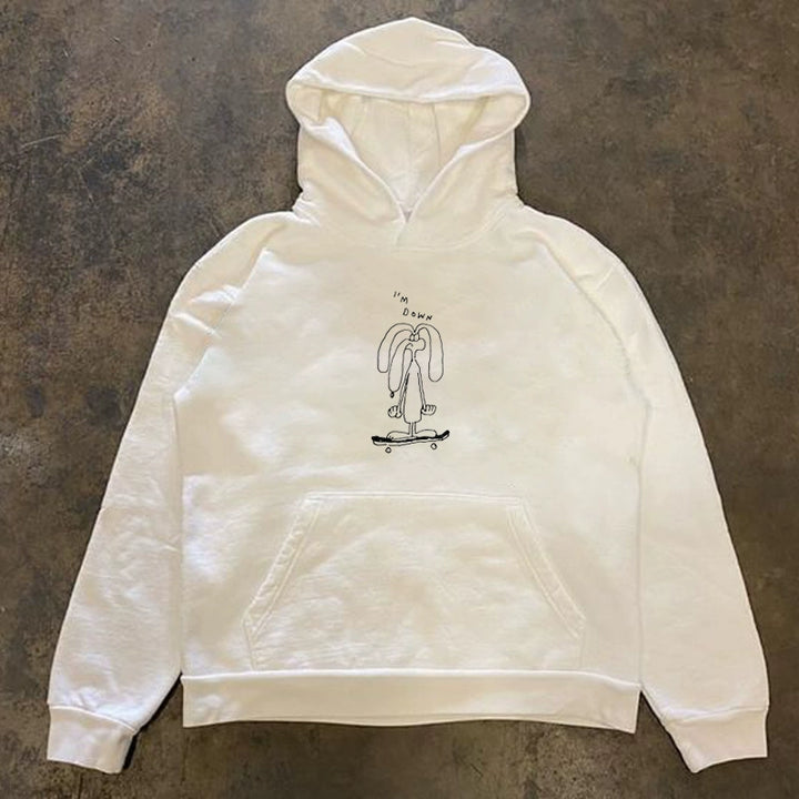 Fun Hand-Drawn Cartoon Print Hoodie