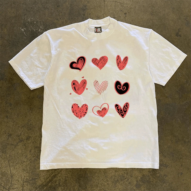 Graphic Love Print Heavy Cotton T-Shirt