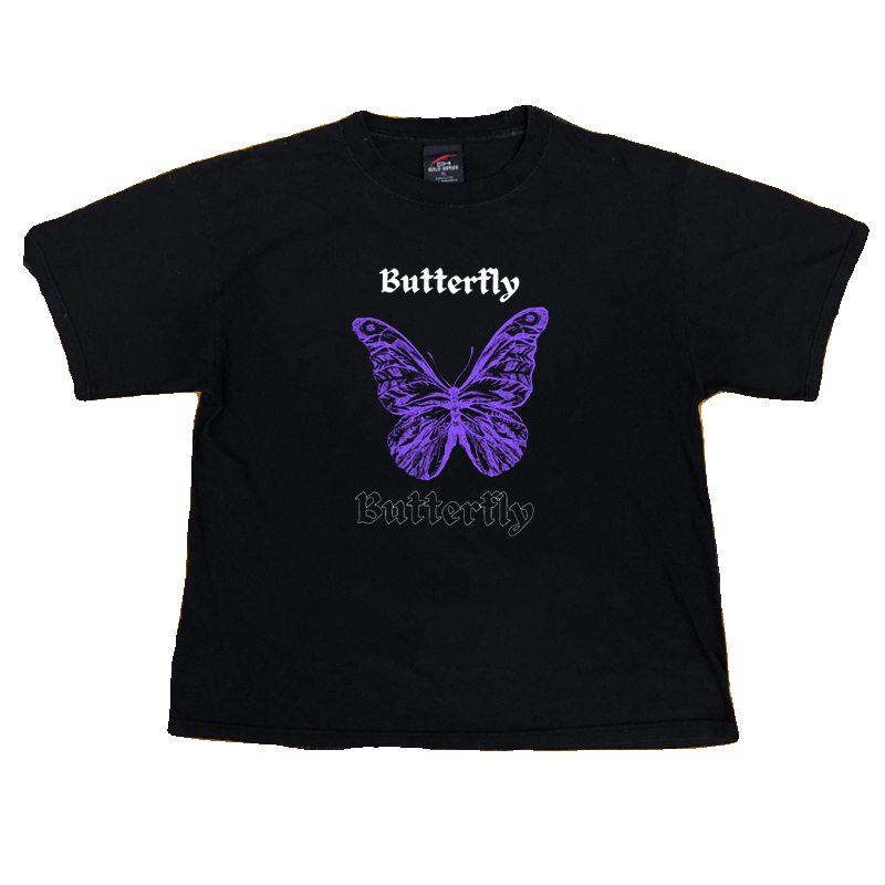 Purple Butterfly Vintage Drop Shoulder T-Shirt for All