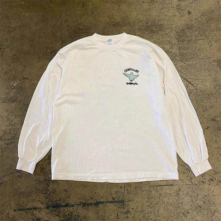 Minimalist White Cotton Long Sleeve Tee