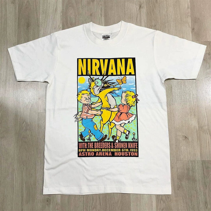 Nirvana Anime-Inspired Cartoon Illustration T-Shirt