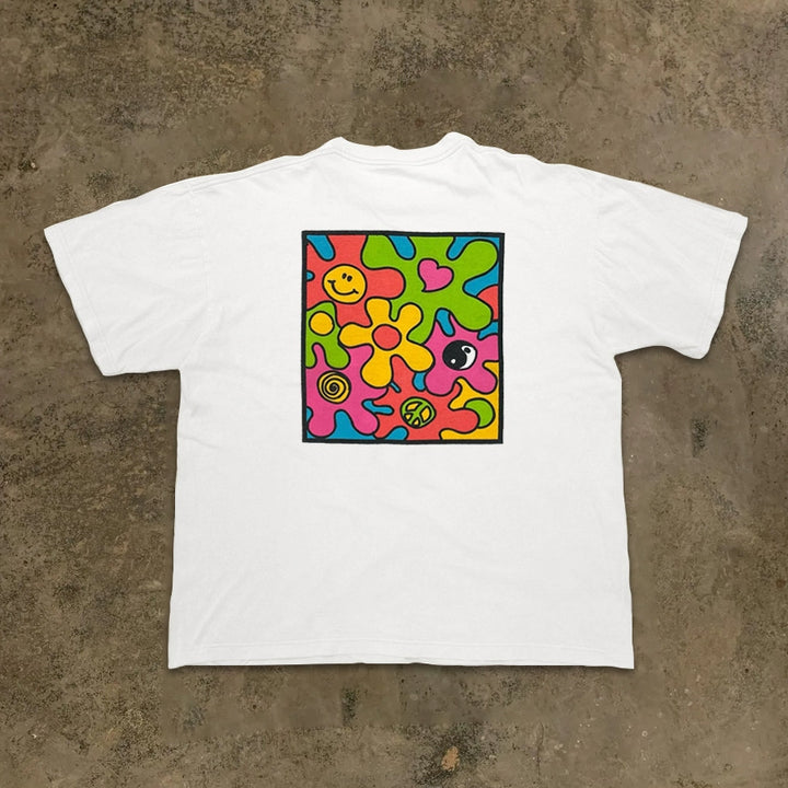 Intricate Illustrative White Graphic T-Shirt