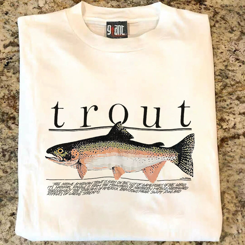 Trout Lovers Hip Hop Niche Design Short Sleeve T-Shirt