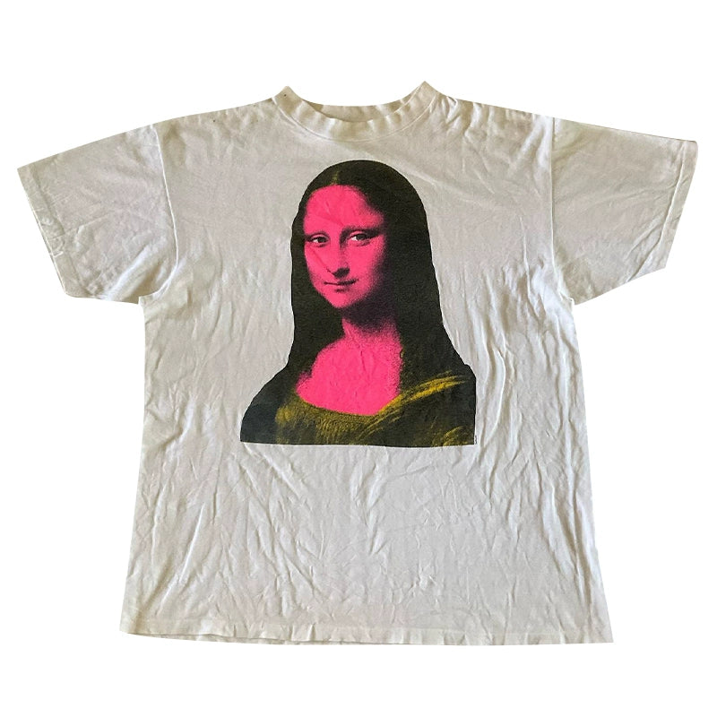 Mona Lisa Vintage Retro Cotton Crew Neck T-Shirt