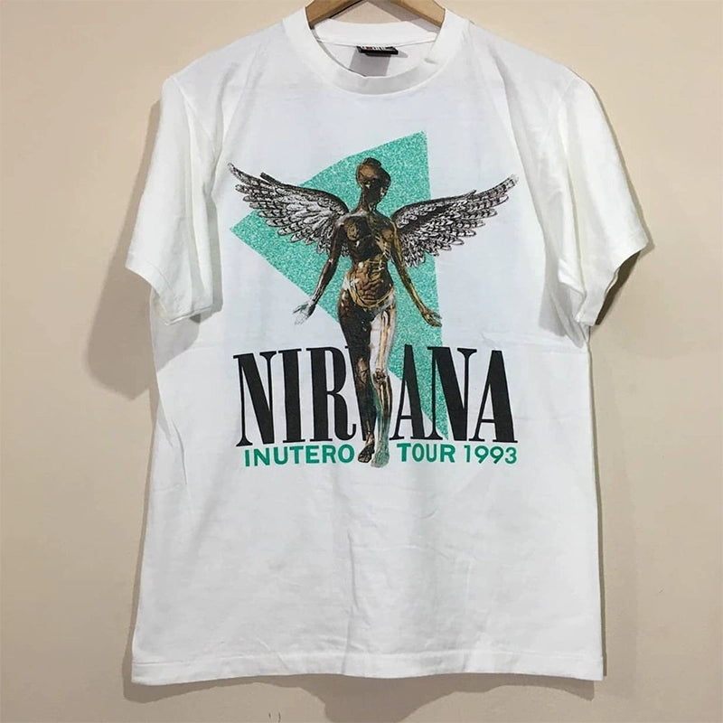 Nirvana Angel Rock Band Vintage Retro Half Sleeve Tee