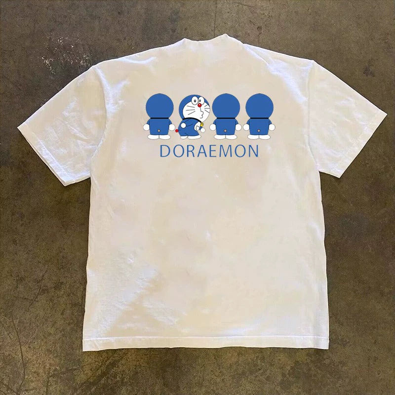 Cotton Print Short-Sleeved T-shirt with Graphic Design