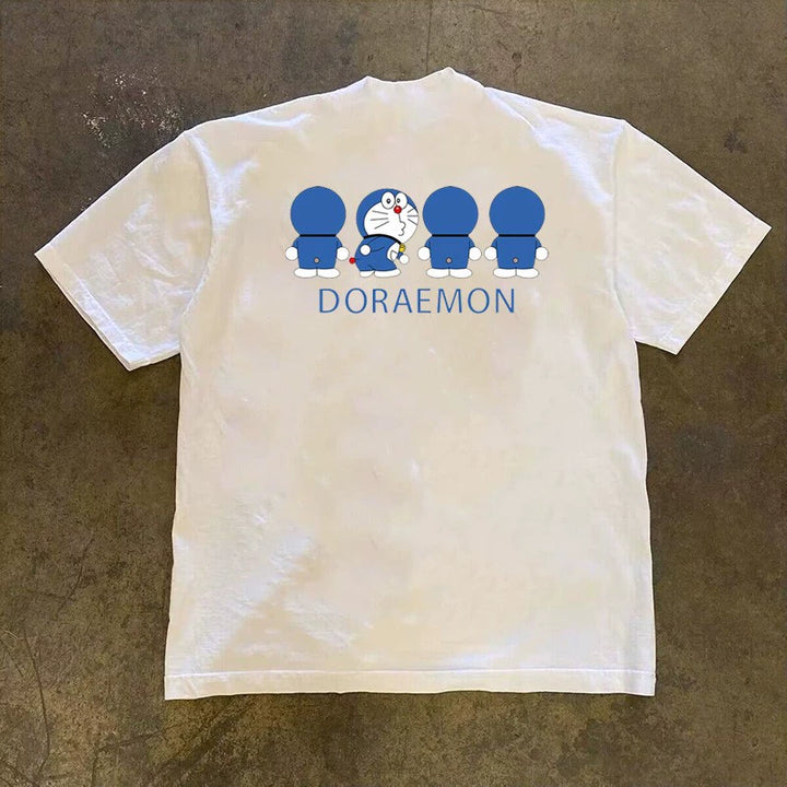 Cotton Print Short-Sleeved T-shirt with Graphic Design
