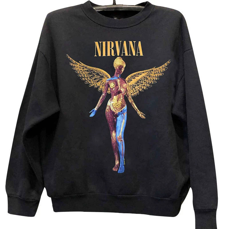 Nirvana Angel Retro Cobain Rock Band Sweatshirt