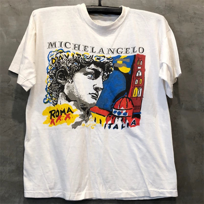 Vintage Godfather-Inspired Michelangelo Oil Painting T-Shirt