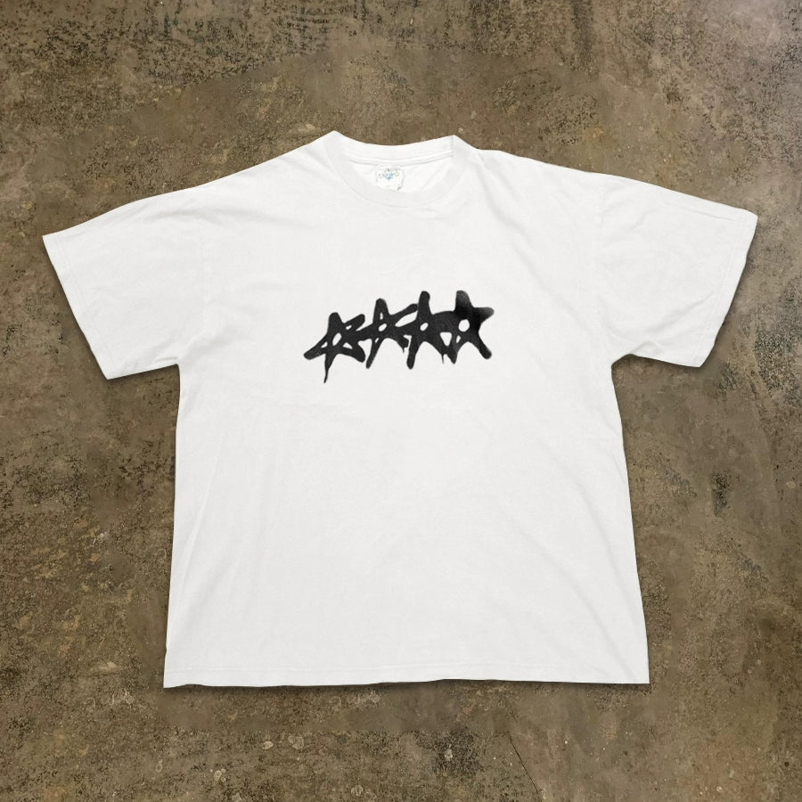 Minimalist Hand-Drawn Black and White Star T-Shirt