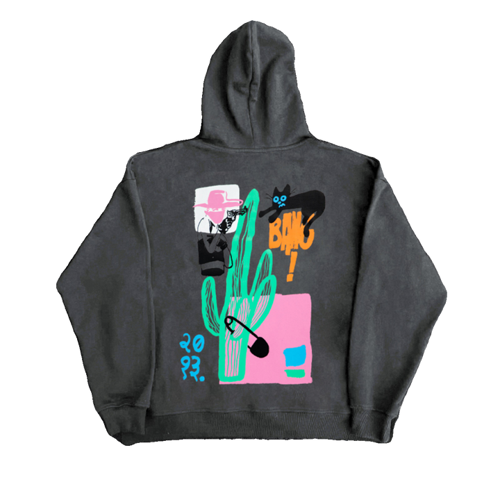 Amikaki Artistic Patchwork Illustration Hoodie