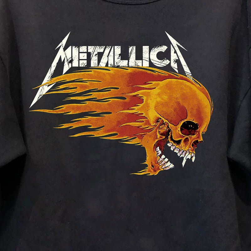 Metallica Vintage Heavy Metal Graphic Long Sleeve Sweatshirt