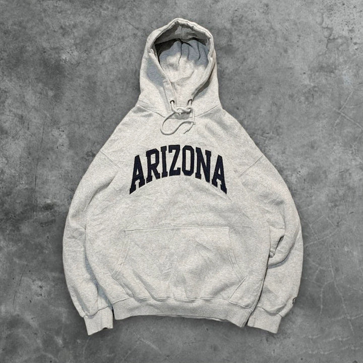 Grey Graphic Hoodie with Trendy Lettering