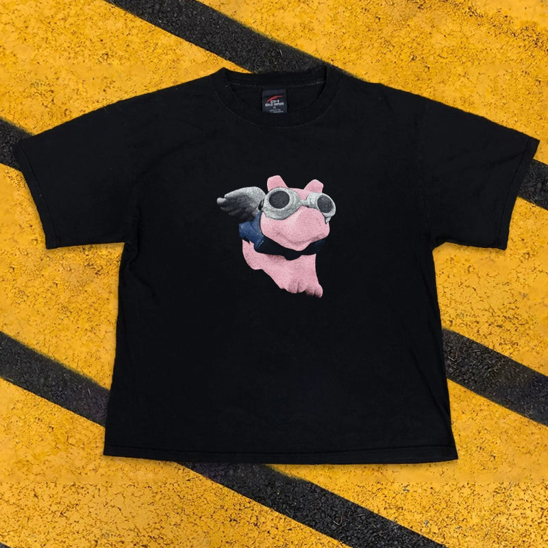 Vintage-Inspired Flying Pig Graphic Tee