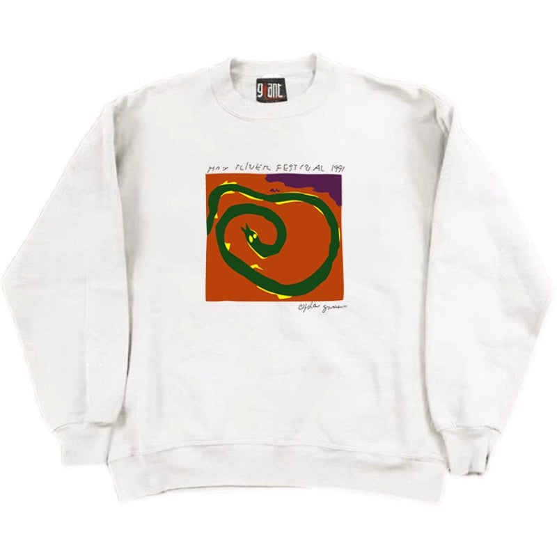 Vintage Greedy Green Snake Print Crewneck Sweatshirt