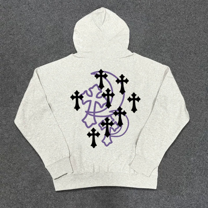 Cross Motif Hooded Sweatshirt