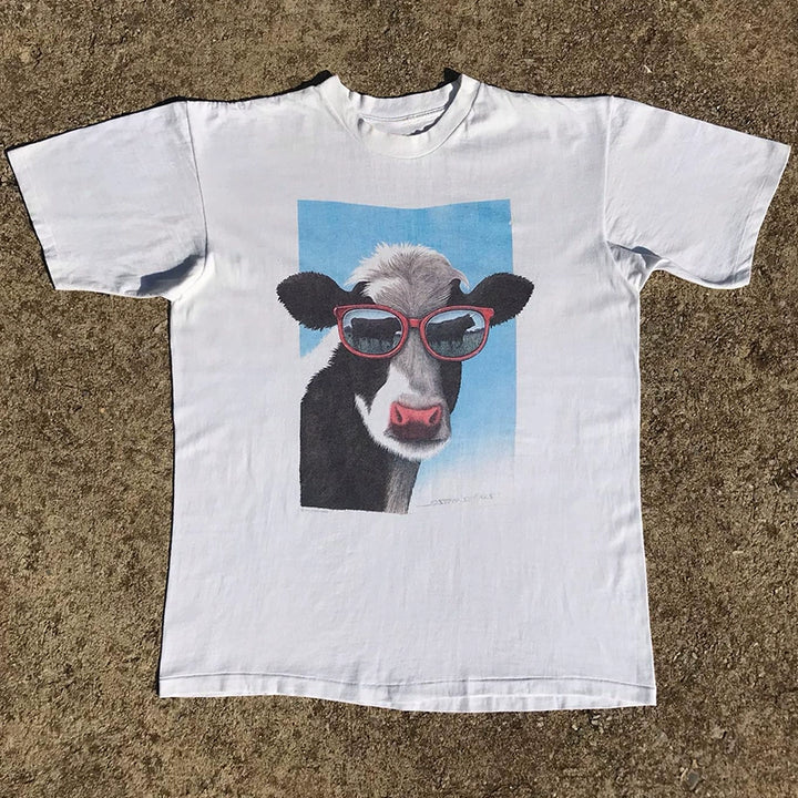 Vintage Retro Cow Print T-Shirt