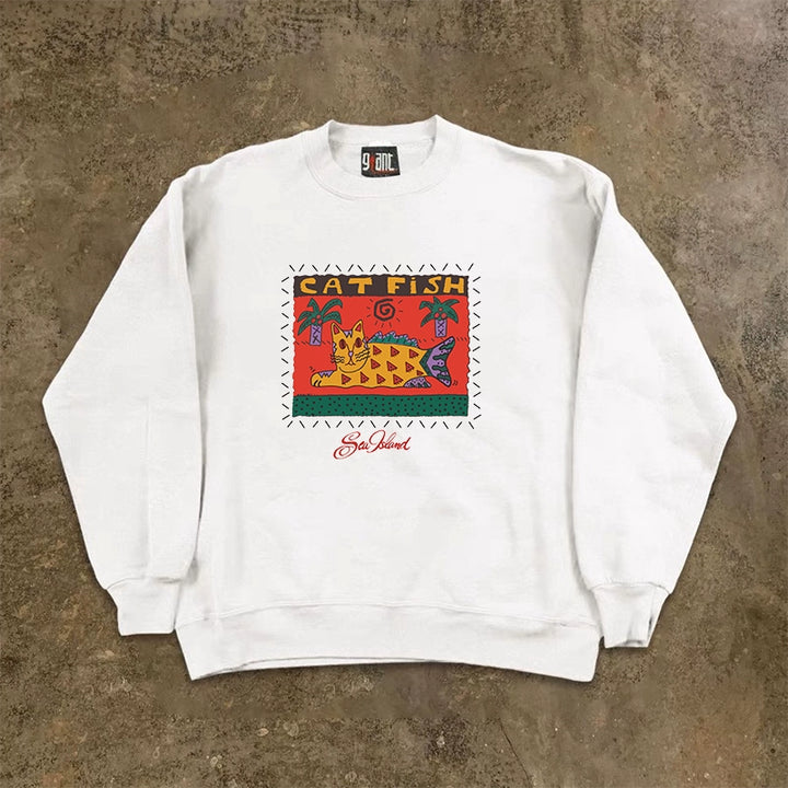 Vintage Hip Hop Fish Graphic Sweatshirt