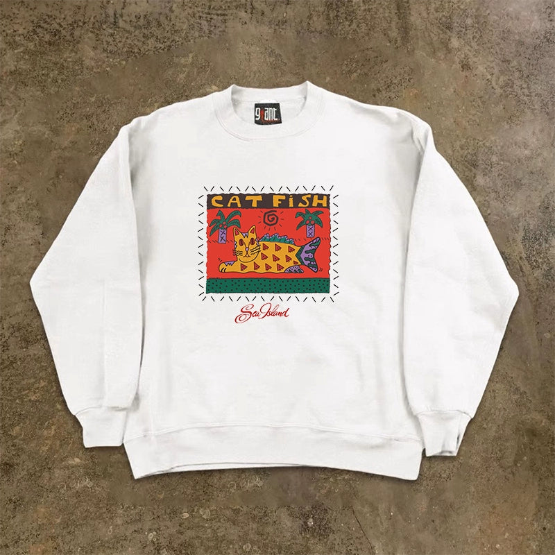 Vintage Hip Hop Fish Graphic Sweatshirt