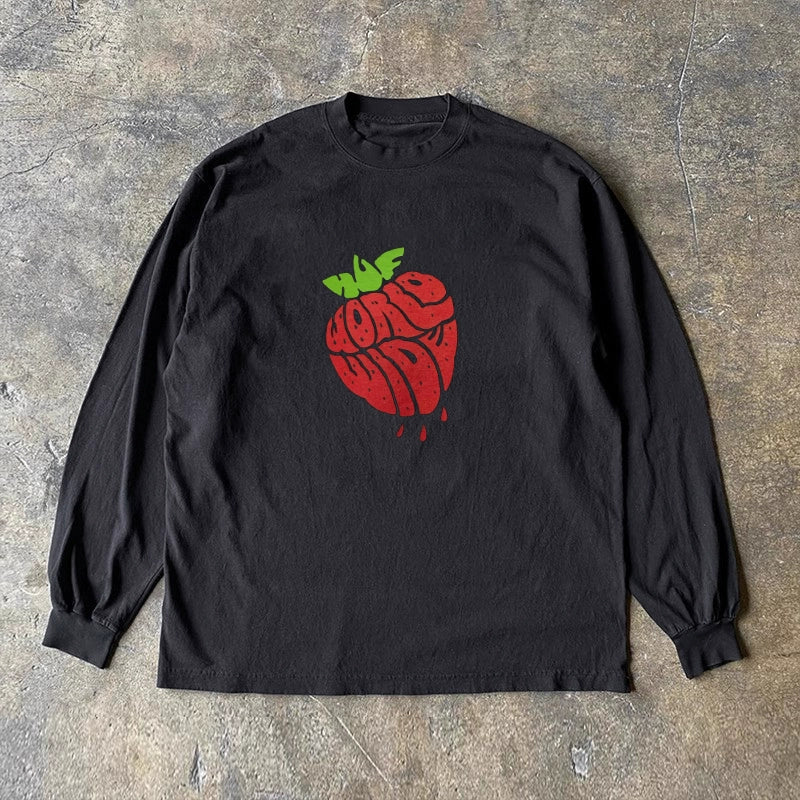 Strawberry Letter Graphic Long Sleeve T-Shirt