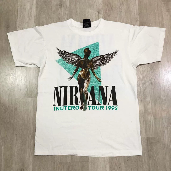 Nirvana Angel Rock Band Off-Shoulder Streetwear T-Shirt