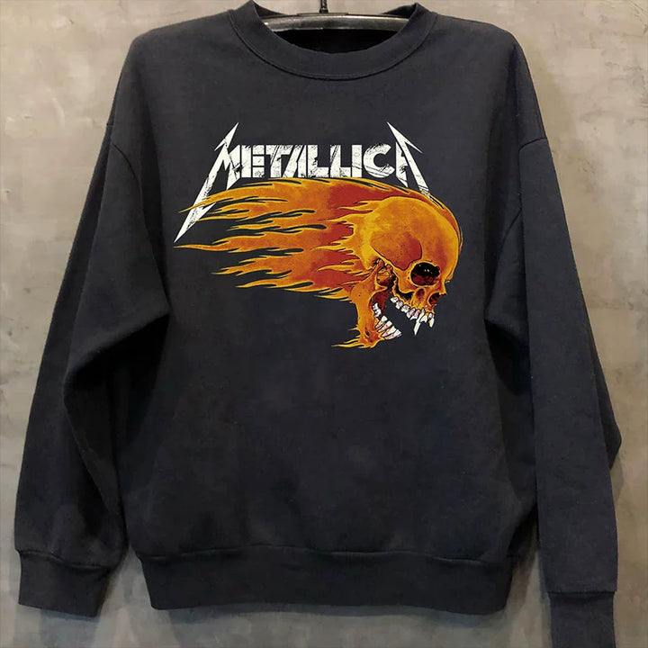 Metallica Vintage Heavy Metal Graphic Long Sleeve Sweatshirt