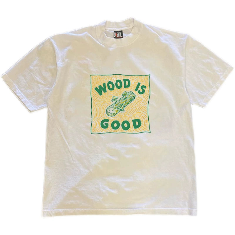 Heavyweight Waterproof Wooden-Lettered Graphic T-Shirts