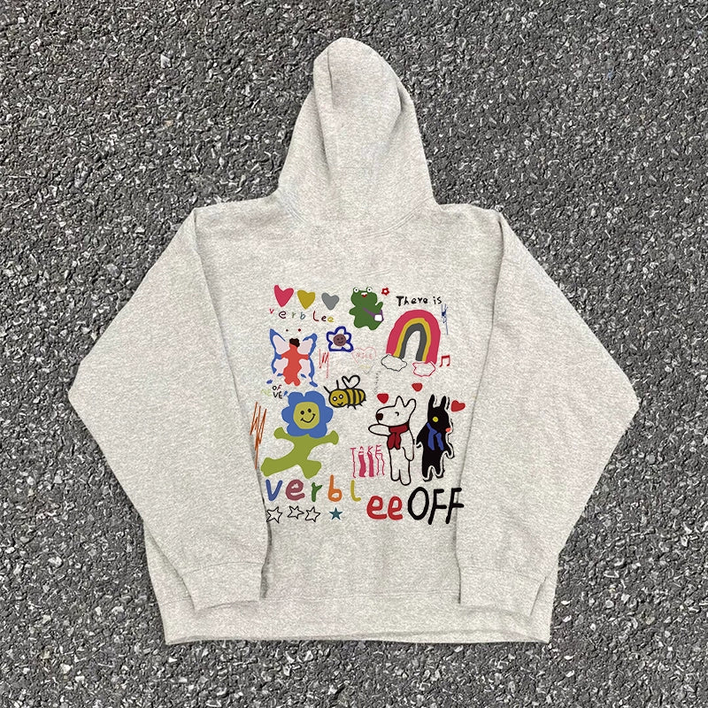 Graffiti-Inspired Vintage Hooded Sweatshirt