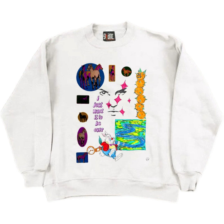 Bunny Illustration Crew Neck Sweatshirt