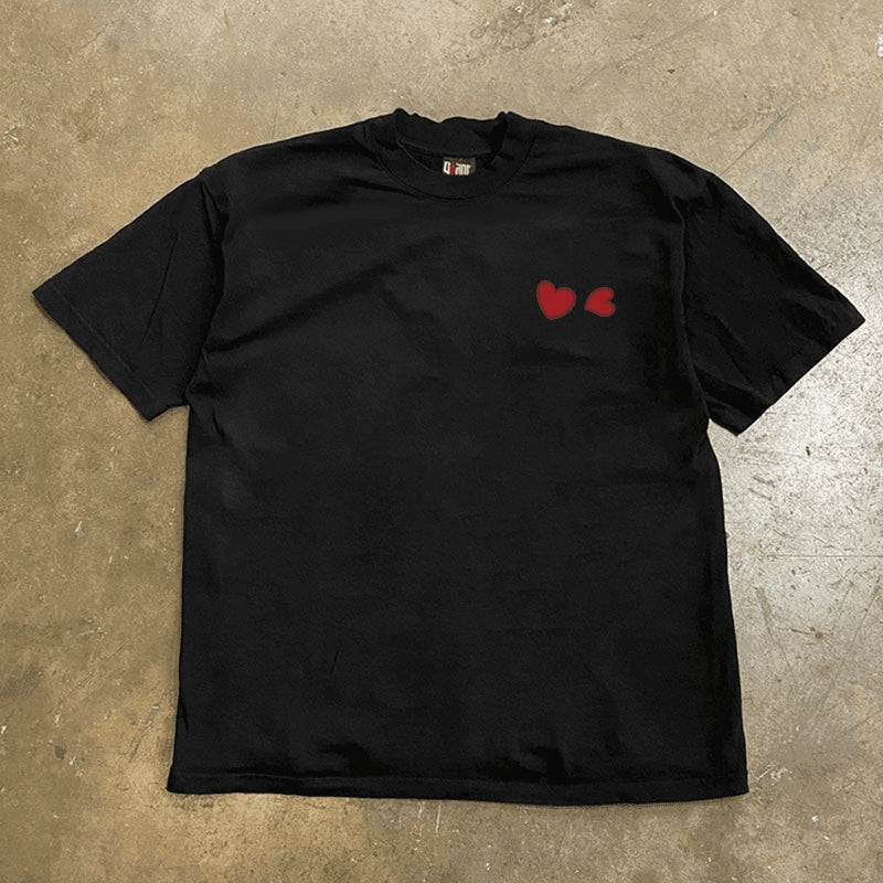 Simple Double Heart Short Sleeve Shirt