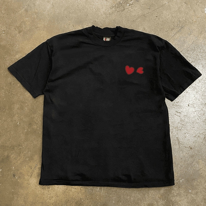 Simple Double Heart Short Sleeve Shirt