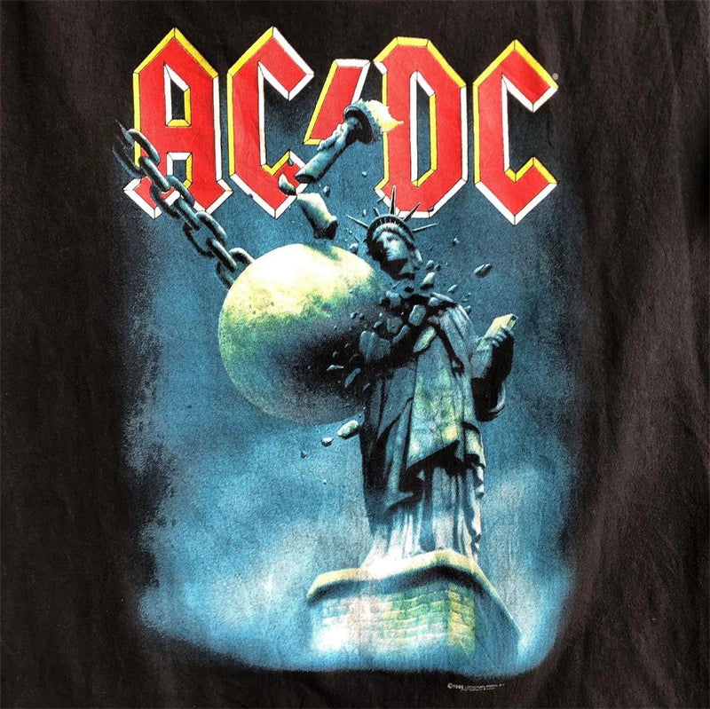 ACDC Lady Liberty Vintage Hip Hop Crew Neck T-Shirt