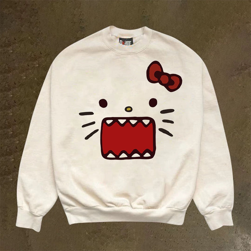 Vintage Cat Couple Crewneck Sweatshirt - Hong Kong Style Design