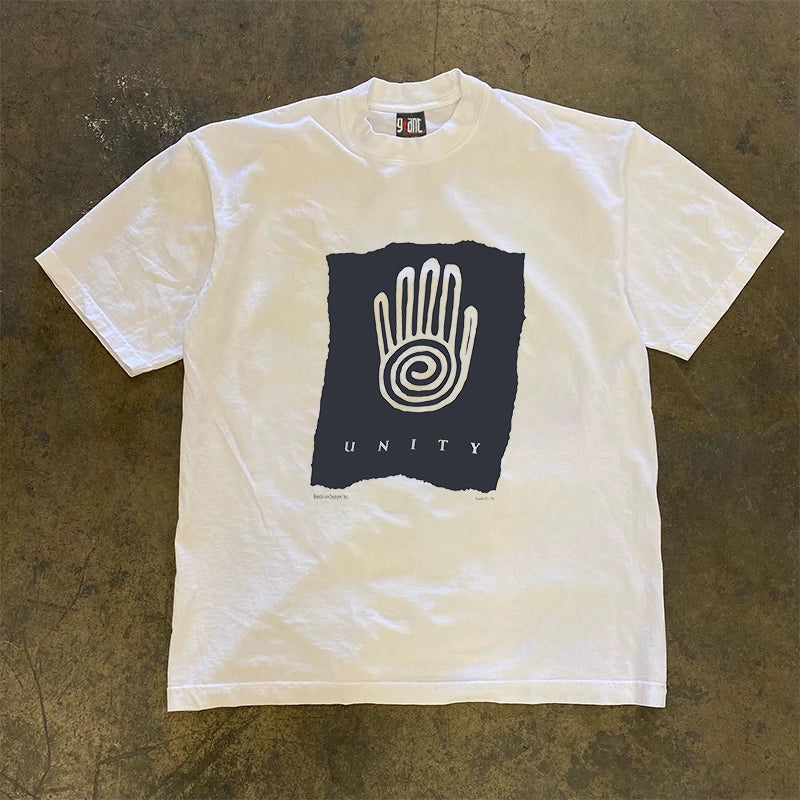 Threaded Palm Hip Hop Design Short Sleeve T-Shirt