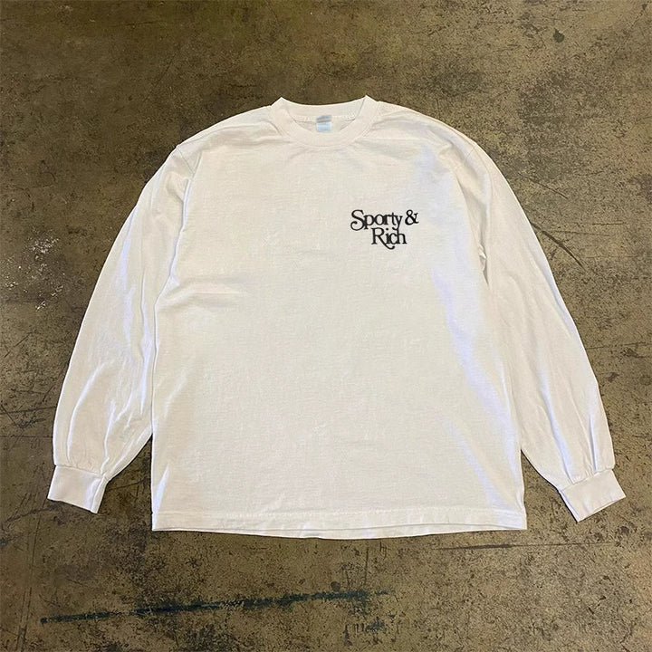 Logo Print Long Sleeve T-Shirt in White