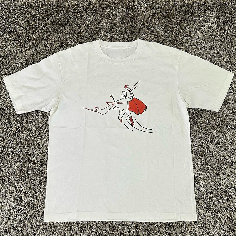 Abstract Superhero Hand-Drawn Graphic T-Shirt