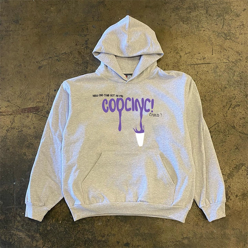 Faded Letter Graffiti Hoodie in Vintage Style