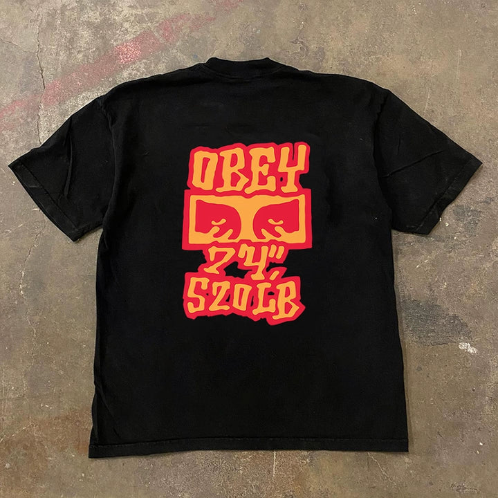 OBEY Summer Letter Graphic T-Shirt in Black