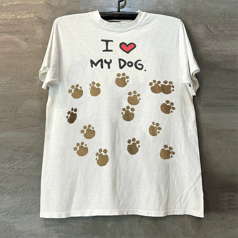 Vintage Dog Paw Print Retro T-Shirt